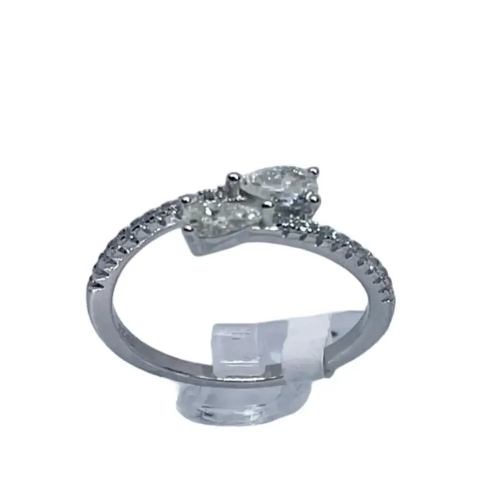 Moissanite Diamond Band Pear Cut Ring 925 18K GRA Size 7
